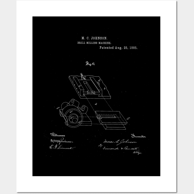 Drill Milling Machine Vintage Patent Hand Drawing Wall Art by TheYoungDesigns